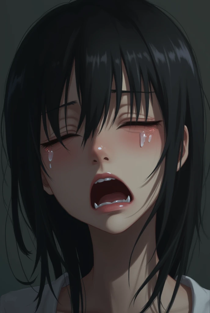 Create an image with ren with a crying face