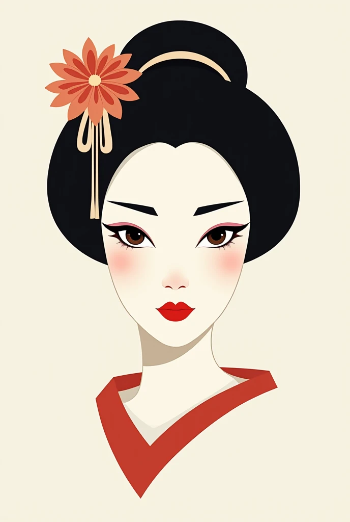 Easy drawing of a geishas face with circles