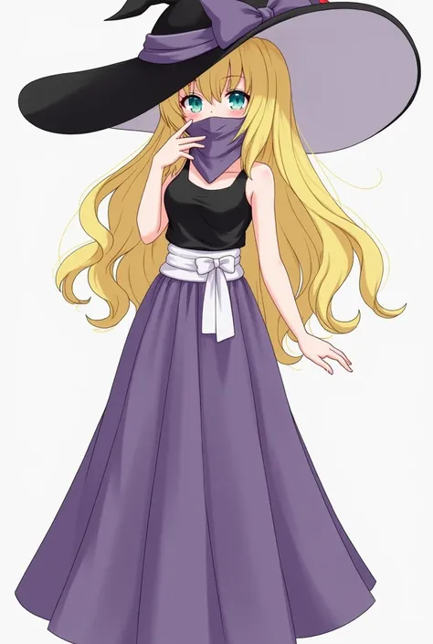 anime style 
woman
grey bandana in the mouth 
covered mouth with bandana 
Mouthkerchief 
Mouth-kerchief 
Bandana kerchief in the mouth 
covered nose
bandana in the mouth cowgirl 
black hat fashion 
black hat with purple bow bun 
white waist ribbon with bow...