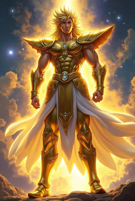 Generate a Zeus warrior in the style of Saint Seiya