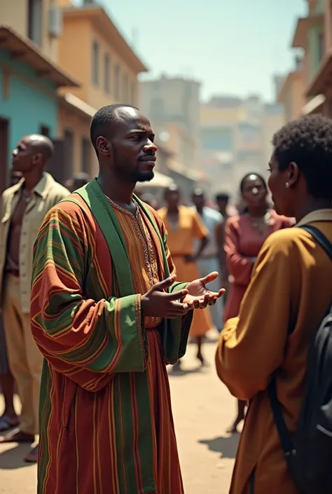 Un chrétien camerounais interroge des personnes dans la rue