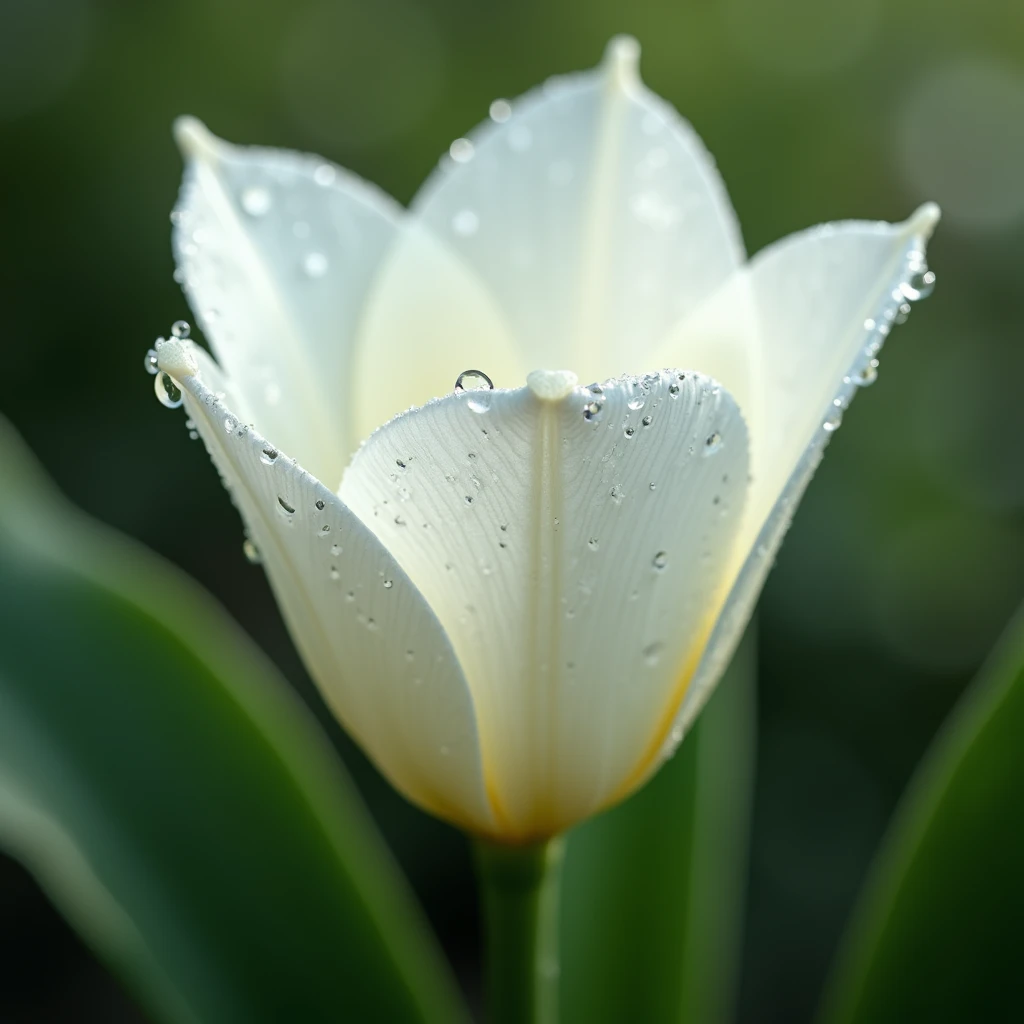 A beautiful white flower with detailed information with smooth whater drops on a flower naturally written B alphabet  also