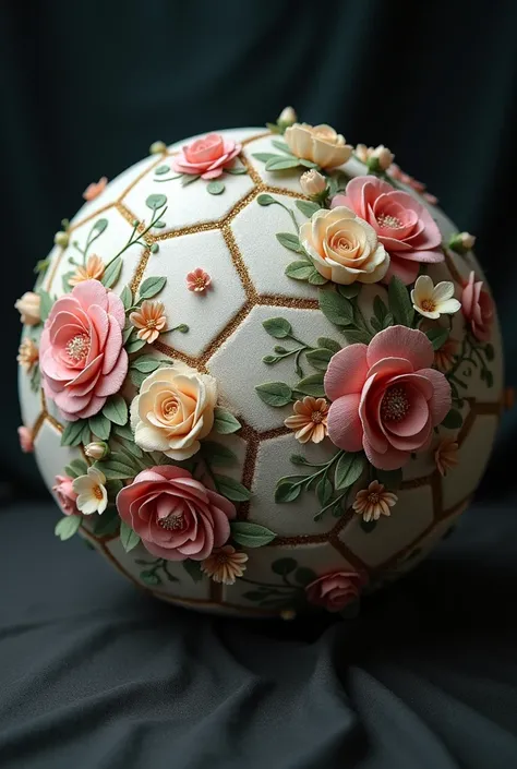  make says jersy ball with floral motifs and flowers with faded colors, with black color and hand fringe with gold color 