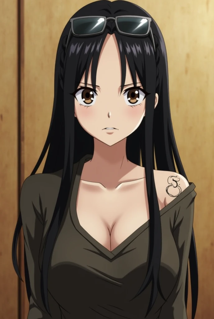 Hair: Nico Robin has long, straight black hair that reaches down her back. It is often seen flowing freely, although she occasionally wears it in a ponytail or braids.

Eyes: Robin has large, dark brown eyes. She is known for her calm and composed gaze, wh...