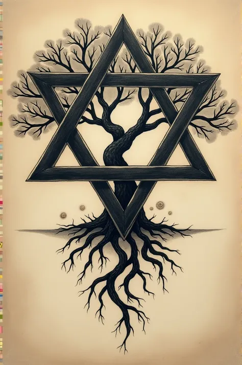 I would like a tattoo with the Star of David symbol with a Tree of Life coming out of it
