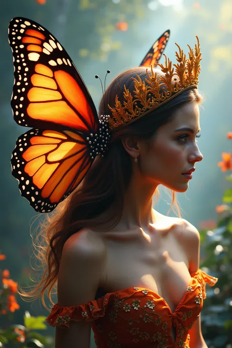 Create a radiant and beautiful butterfly with crown and muscles with your loose hair