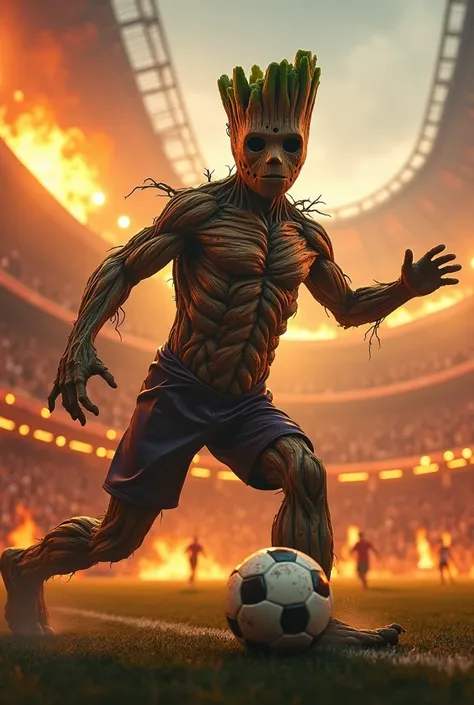 Groot Jason mask stadium soccer game fire