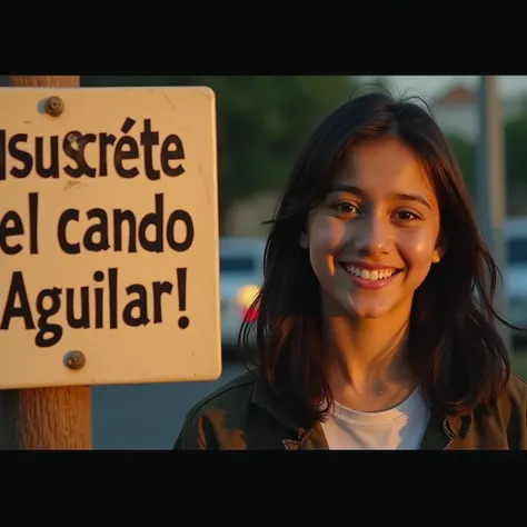 A YouTube thumbnail featuring a sign reading "¡Suscríbete al canal del Padre Ricardo Aguilar!" and a cinematic still of a smiling pretty Mexican woman as a teenager