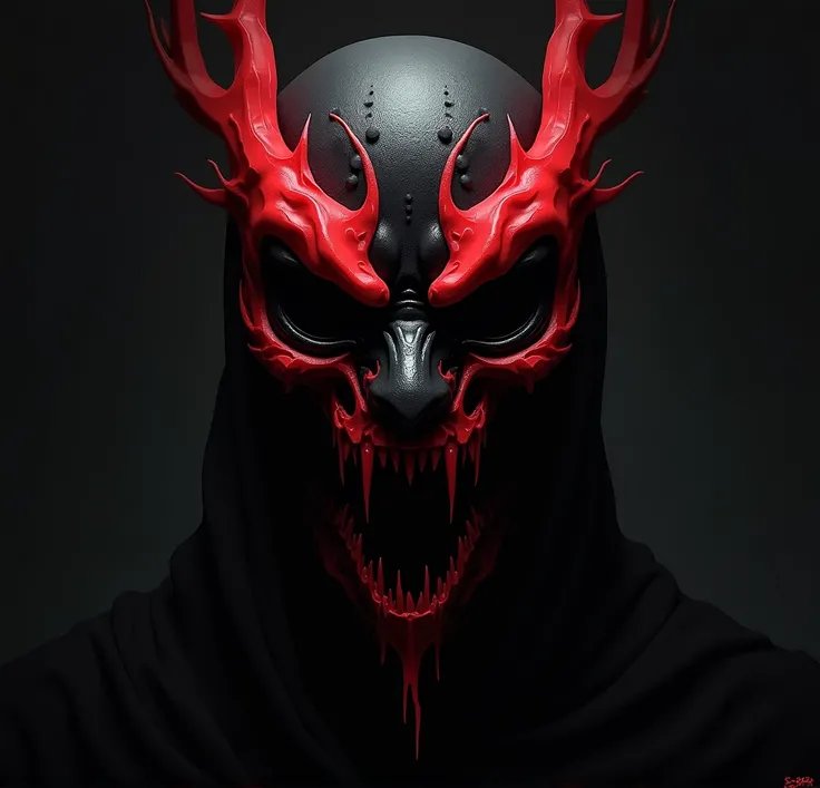 Paint the mask with black and red colors