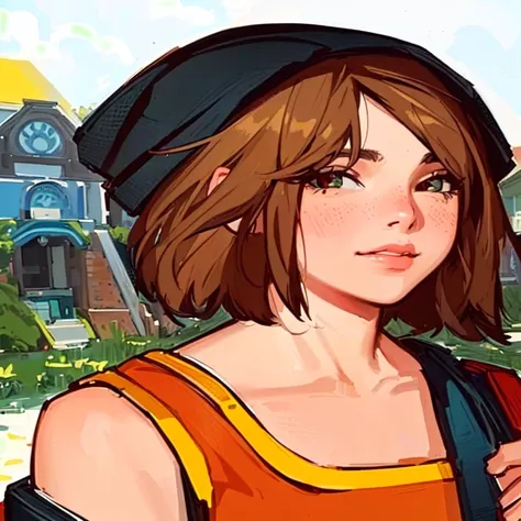 um close de uma pessoa com uma mochila e uma mochila, retrato de max caulfield, closeup Retrato de personagem, Retrato de personagem closeup, detailed Retrato de personagem, Arte de Perfil de Personagem, Retrato de personagem, arte de personagem close-up, ...