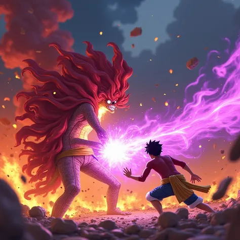  The battle between Luffy and Doflamingo reaches new levels of destruction in One Piece Roblox !  With the power of the purple raki pulsating through the air and intense flames burning around ,  the two pirates wage a fight that will echo for generations ....