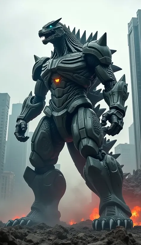 Opitmus Prime and Godzilla teaming up to become a hybrid creature, head a godzilla 