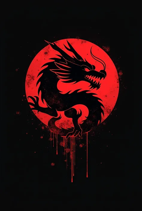 Create the image of the symbol of a mob ,  with the predominant colors black and red details,  the mob is Korean so write the motto  " Loyalty ",  the image must contain the circle and a dragon , um dragão minimalista 