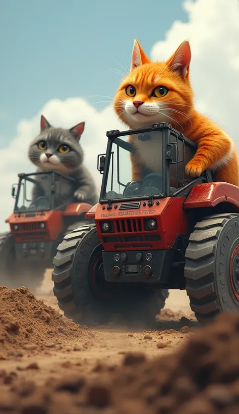 Two big cats, Orange and Grey, are the best excavator operators!
They climb inside, enthusiastically operate the giant machines, dig big holes and lift heavy materials. Orange controls the red "Meong-Monster" excavator, while Grey controls the black "Abu-D...