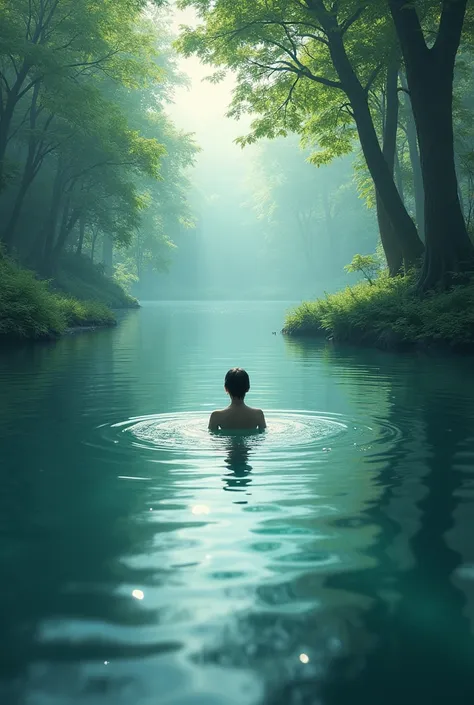 REN SWIMMING IN A LAKE 