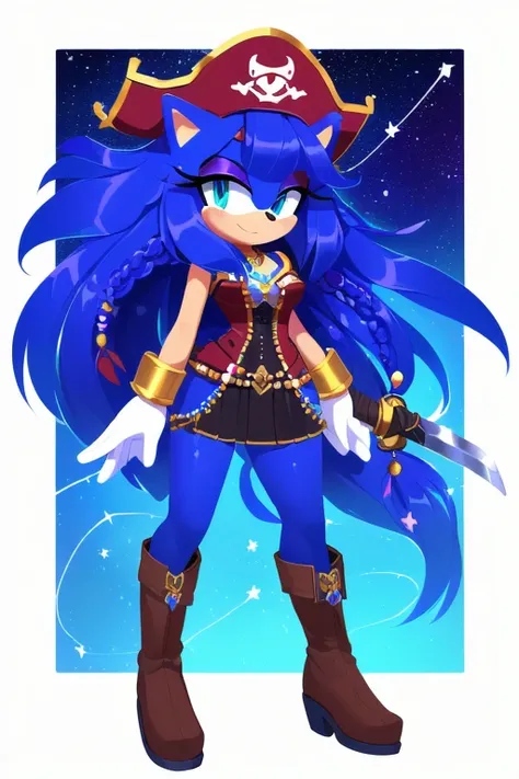 Sonic oc, Mobian, female, sonic the hedgehog but female, Cosmic hedgehog, A beautiful light blue hedgehog, purplish blue eyes, very long hair/quills, braided and beaded long hair bangs, long streaks of hair on each side of her face, (star constellation on ...