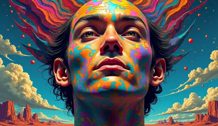 man inspired by pop art and psychedelia