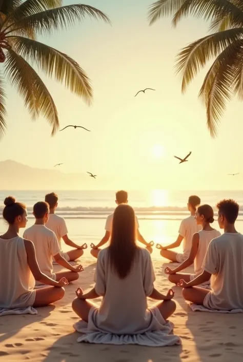 group meditation on the beach