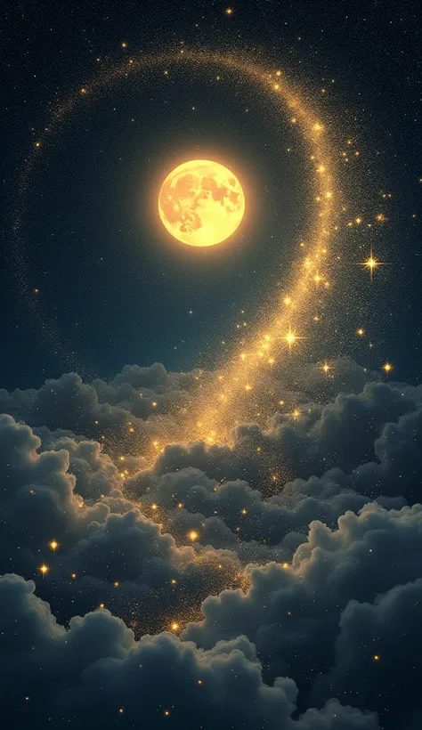 The sky of the full moon, the sky where the stars swirled, gold     