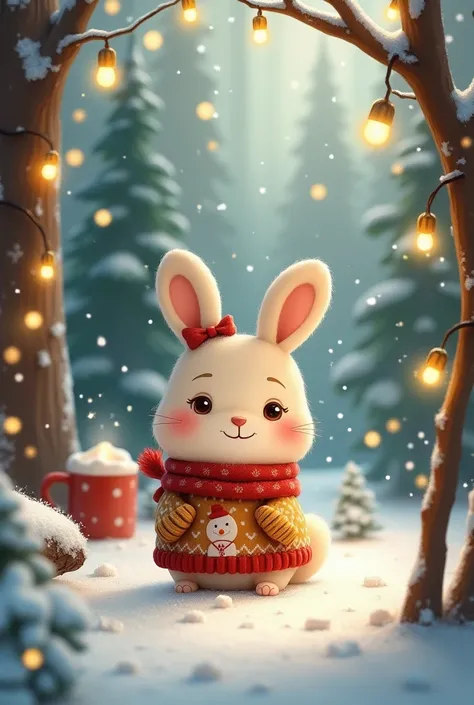 Create cute character with a Christmas background