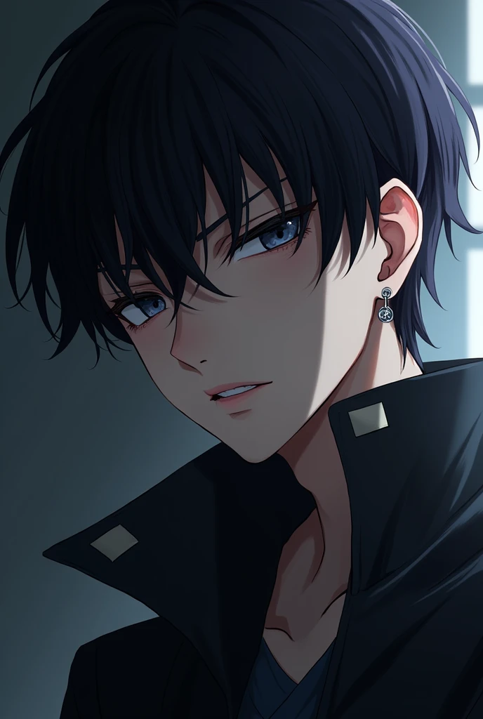 Anime,boy,villain looking with simple earing