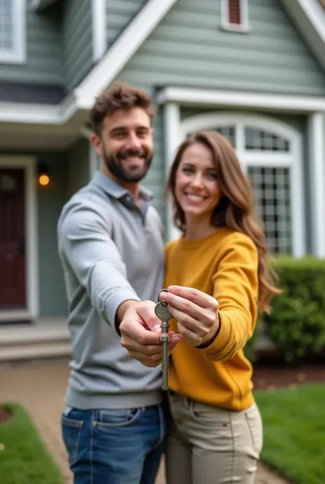 Now create a couple receiving the key to a new house 