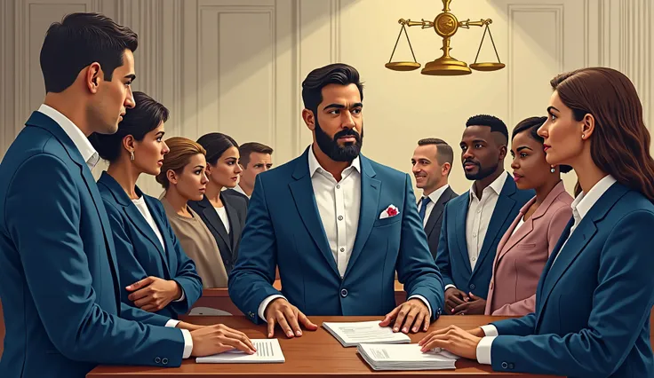 Honor International Justice Day with powerful visuals symbolizing equality, accountability, and the pursuit of global justice. Depict diverse individuals, judges, and advocates standing united against impunity in iconic settings like courtrooms, internatio...