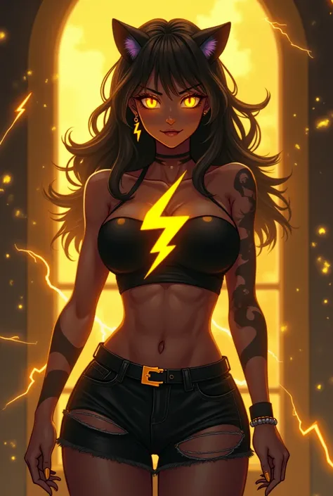 ((Electric Type)) ((Extremely Detailed curvy thick slim fit figure)) ((Extremely Detailed window with Yellow thunderstorm in the background)) ((Extremely Perfect Detailed round Thicc sexy Booty)) ((Extremely Detailed big beautiful beast)) ((Extremely Detai...