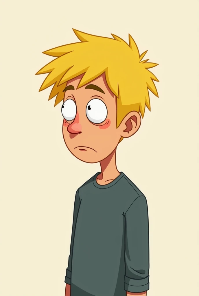 Sad full body yellow short hair cartoon man 