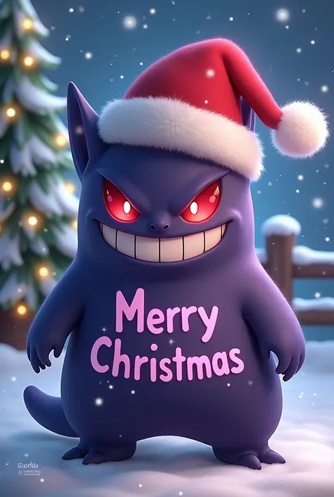 Create Christmas Gengar with the phrase Merry Christmas