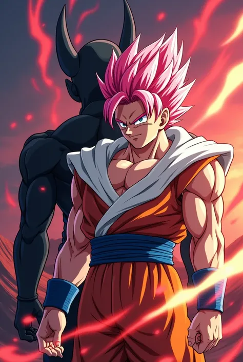  I would like to create an image of the anime character of the characters from DxD Hyoudou Issei next to Vali Lucifer fighting together(reference image of Goku and Freezer from the tournament of power when Jiren collapses from the platform )