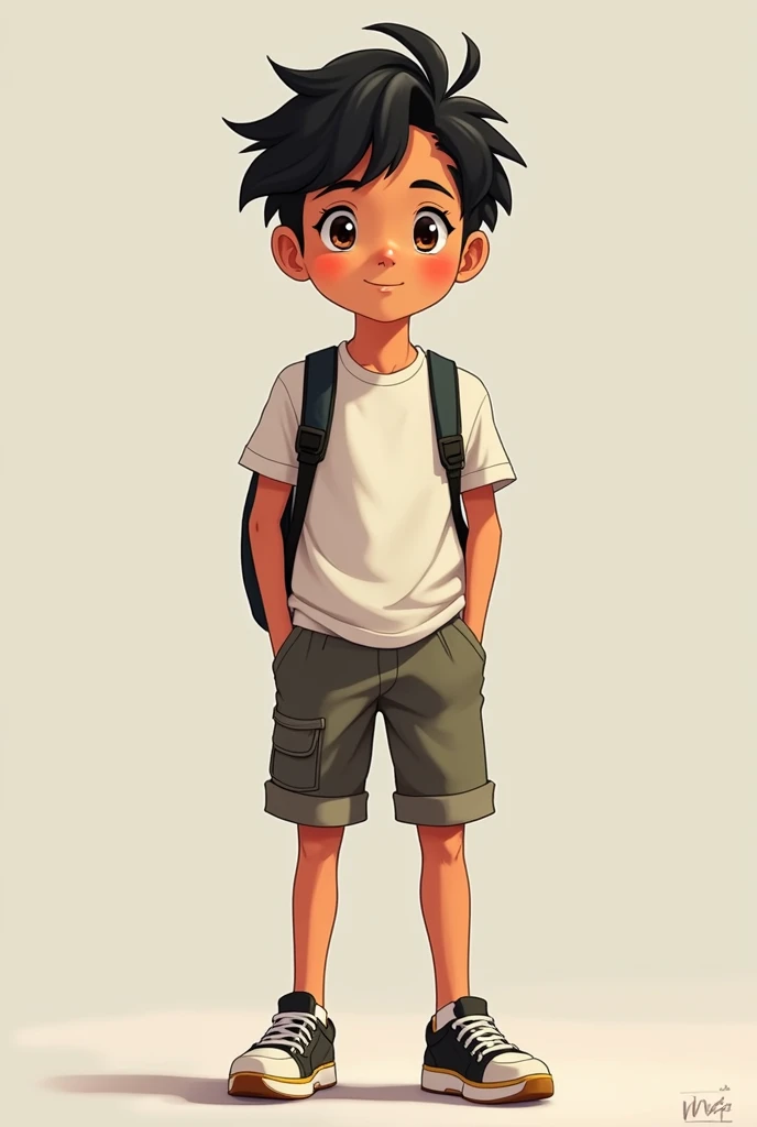 Young Thai anime boy with normal clothes and darker skin