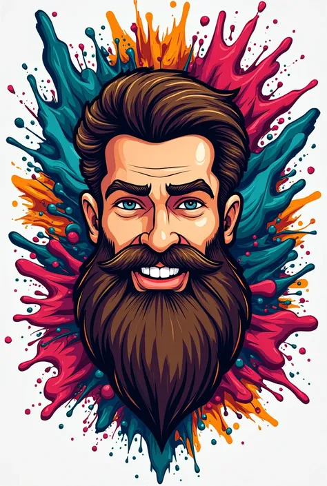 Logo Design for   "DEMETRIUS ART CENTER"  with the head of a bearded man character,  showing colors from the head , cartoon style graffiti ?