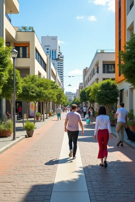 Now an image Images of a neater Lima ,  showing citizens walking through clean and tidy streets.