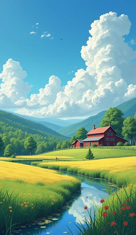 With the American farm as the background,  Digital Paint creator Dai Jin&#39;s illustrations depict an anime-style rural landscape with pure colors and  rich details , which is very beautiful and full of Artistic Sense. The depictions of houses and ponds i...