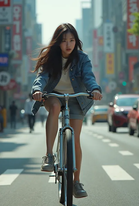 IU is falling on her bicycle