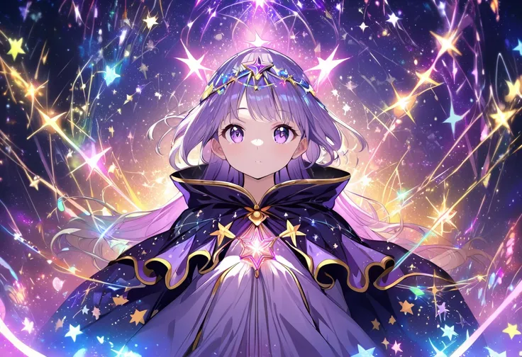 highest quality, masterpiece, 16-18 years old, girl, wizard, bust shot, random pose, random wizard outfit, intricate details, flowing robes, star motifs, magical staff, sparkling effects, colorful accessories, enchanted aura, mystical elements