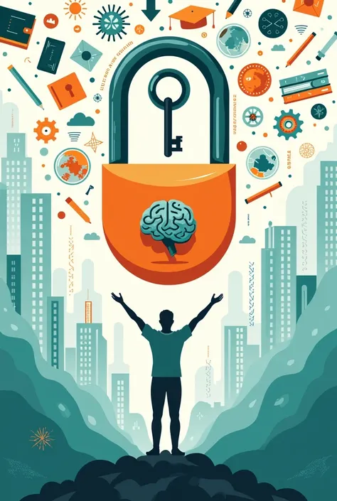 Title/Tagline:
"Unlock Your Potential. Empower Your Mind."

Key Design Elements:
Central Image: A vibrant, open lock with a key floating in the air, symbolizing the unlocking of mental potential. Inside the lock is an image of a brain, The key could have a...