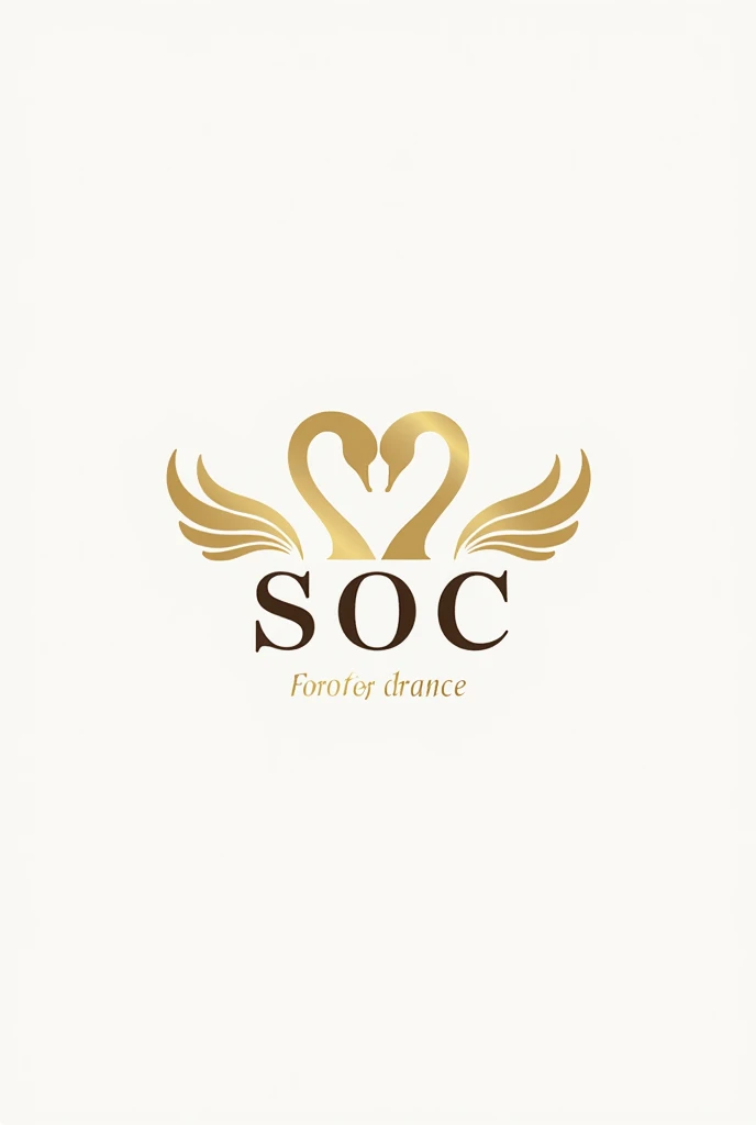 Design a professional and elegant logo for a wedding photography business named SOC. The logo should prominently feature the text SOC in a stylish and refined font, accompanied by a symbolic representation of two swans facing each other to form a heart sha...