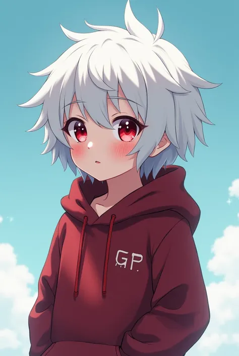 Photo that has a personality and that reflects the name of Crimson GP, saying that he is Crimson the real one and that the character is not real and not an anime character, that he is more cuddly and that his hair is white and that his clothes are not so w...