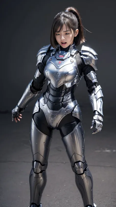 ((Middle-aged women))textured skin,  super detailed ,   high detail ,  High Quality , 最 High Quality ,  high definition , 1080P, , ( Sleep on Your Back ) beautiful,(Combat equipment), beautifulサイボーグの女性, mecha cyborg girl,()((Gloss)), has a feminine machine...