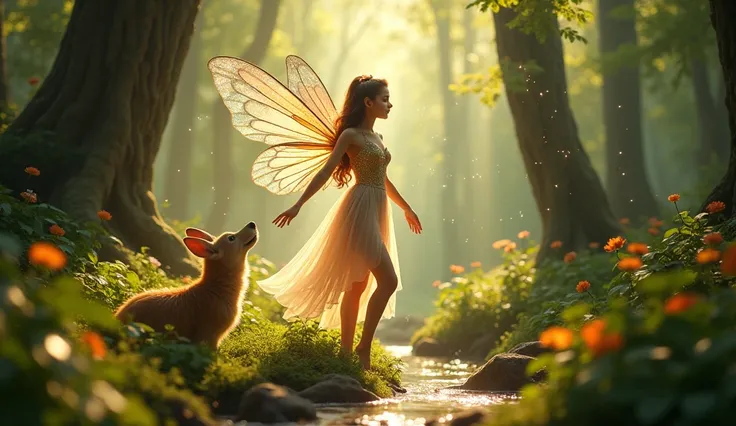 Make a video of a beautiful 16-year-old fairy who lives in an enchanted forest.   Show off the fairys colorful wings, glittery dress and magical powers in the video.   In the story, the fairies teach the wild animals about friendship and love.   Add happy ...