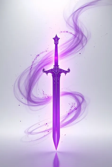 Purple sword with purple rays around it that makes the impression that it is spinning on a white background