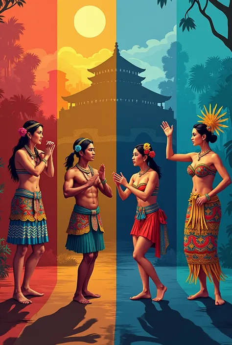 make me artwork that depict Four Contemporary Filipino Cultures and integrate three elements and two principles of art.