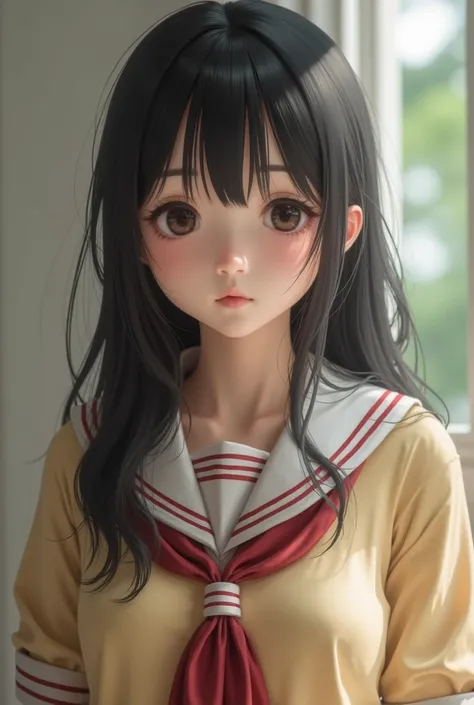 live-action、 real、Bust of a very beautiful Japanese high school girl made of pottery、
