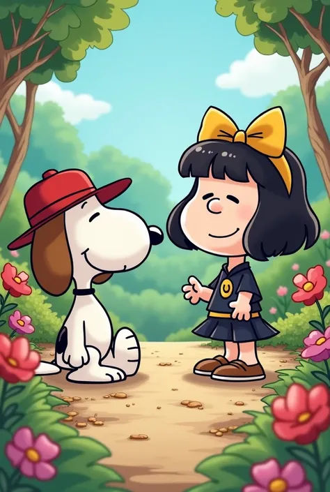 Make an image of Snoopy and Kuromi together
