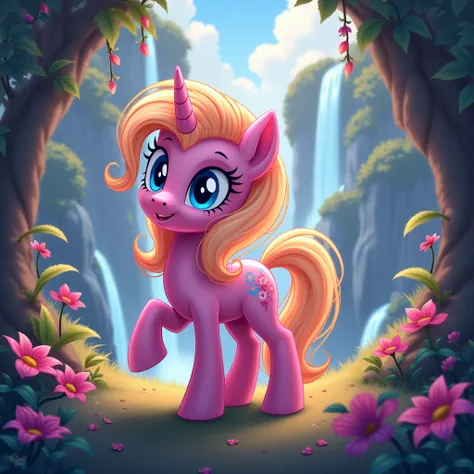 My little pony disney style different color pony with beautiful backgrounds