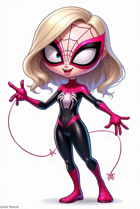 
Create Spider Gwen with the big head and the one in cartoon style with the transparent background
