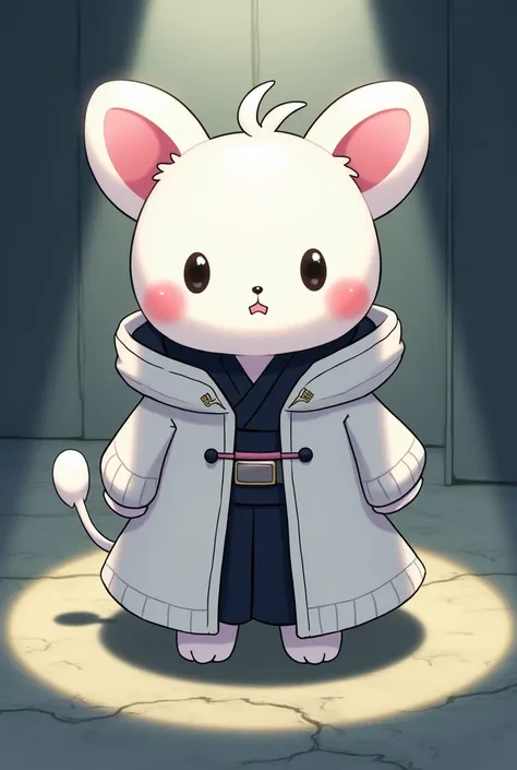 Sanrio character Cinnamoroll, dressed as the character Satoru Gojo from Jujutsu Kaisen in its early days