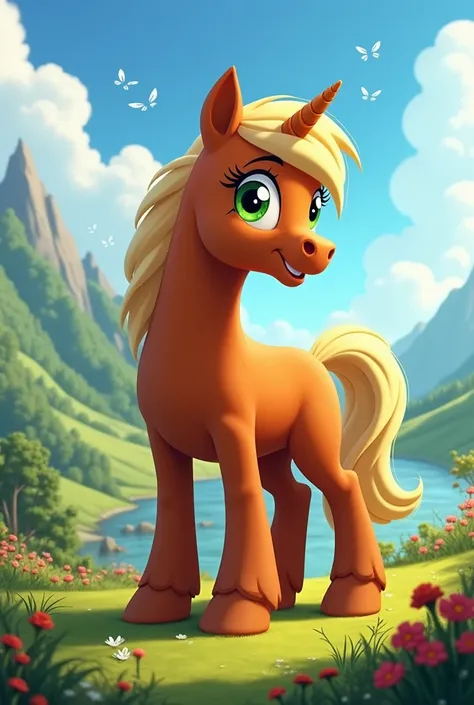 My little pony movie  pony character Big McIntosh pony  disney style   with beautiful backgrounds